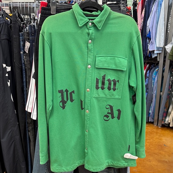 Palm Angels Green Casual Shirt with Black Accents - Picture 1 of 15